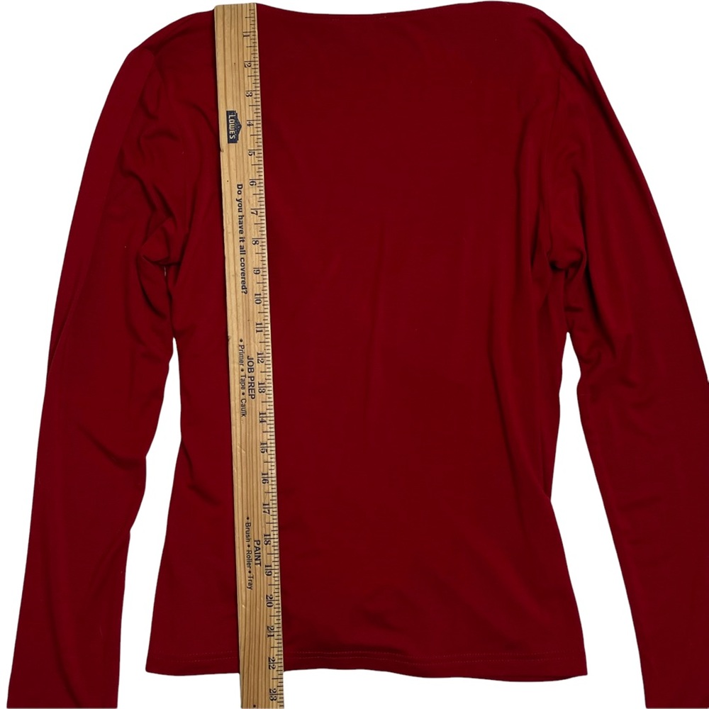 PURE Collection Deep Red Jersey Knit Wrap Top Size Medium - Picture 9 of 9